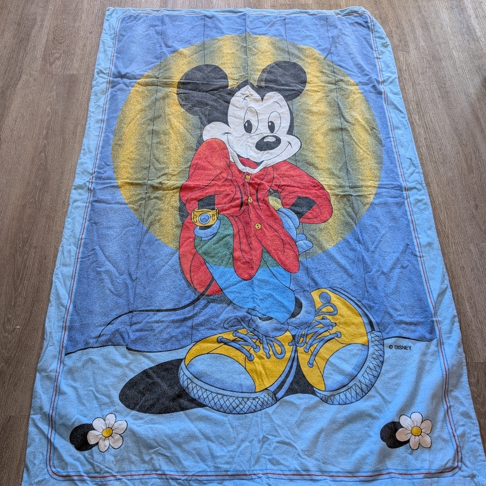 Vintage Disney Mickey Mouse Twin Duvet Cover - NEEDS NEW BUTTONS